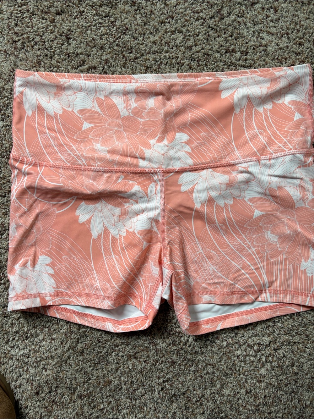 JoyLab Coral and White Floral Bike Shorts